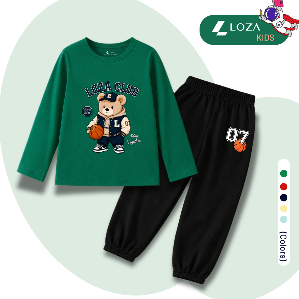 Set bộ Thu - Đông chất liệu cotton bé trai hình Gấu LOZA CLUB - Loza Kids BW718_thumbnail_5