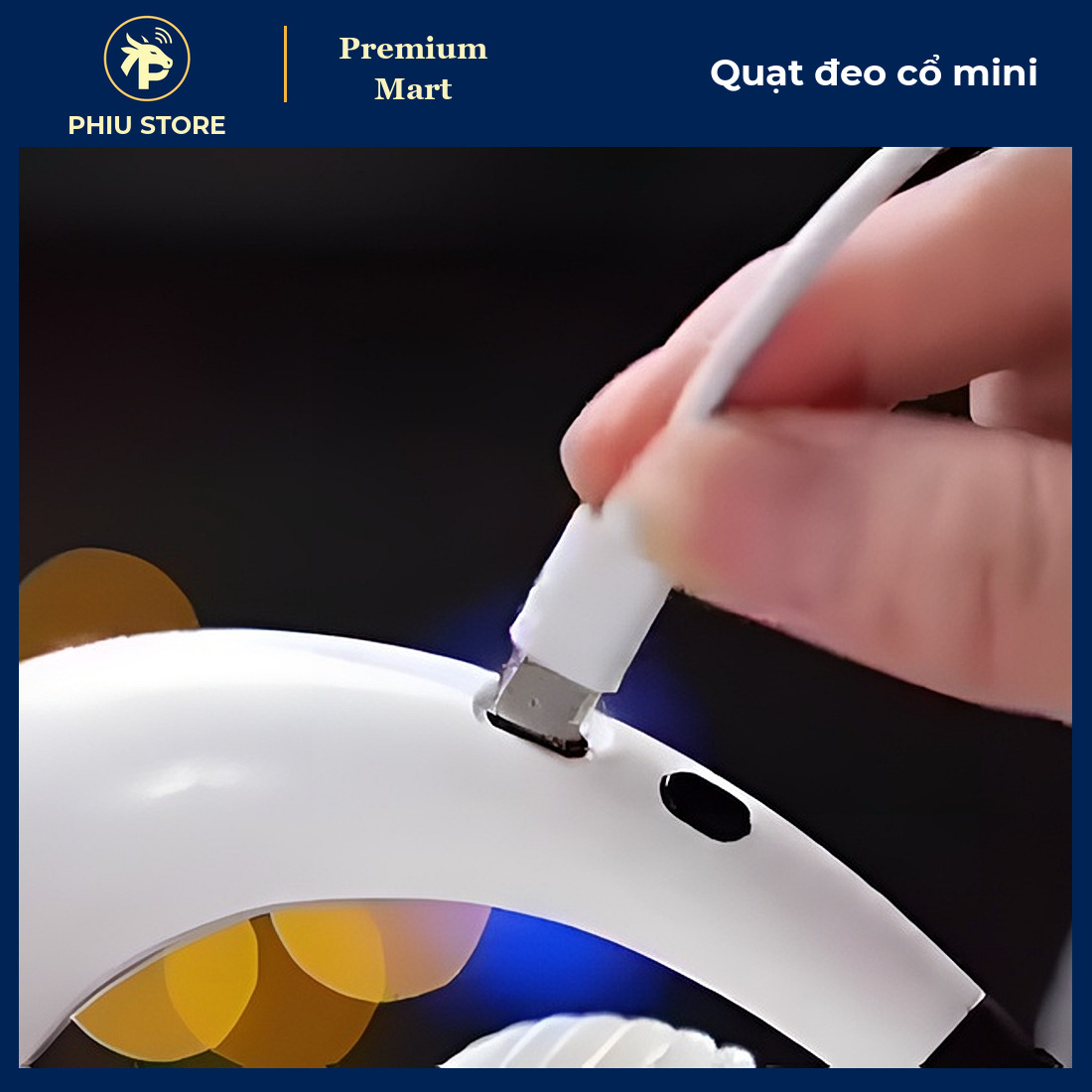 Quạt Đeo Cổ Mini Sạc USB, 100 Cấp Độ Gió, Cánh Quạt Kép Xoay 360 Độ, Pin 1500mAh, Rảnh Tay - PHIU STORE_thumbnail_3
