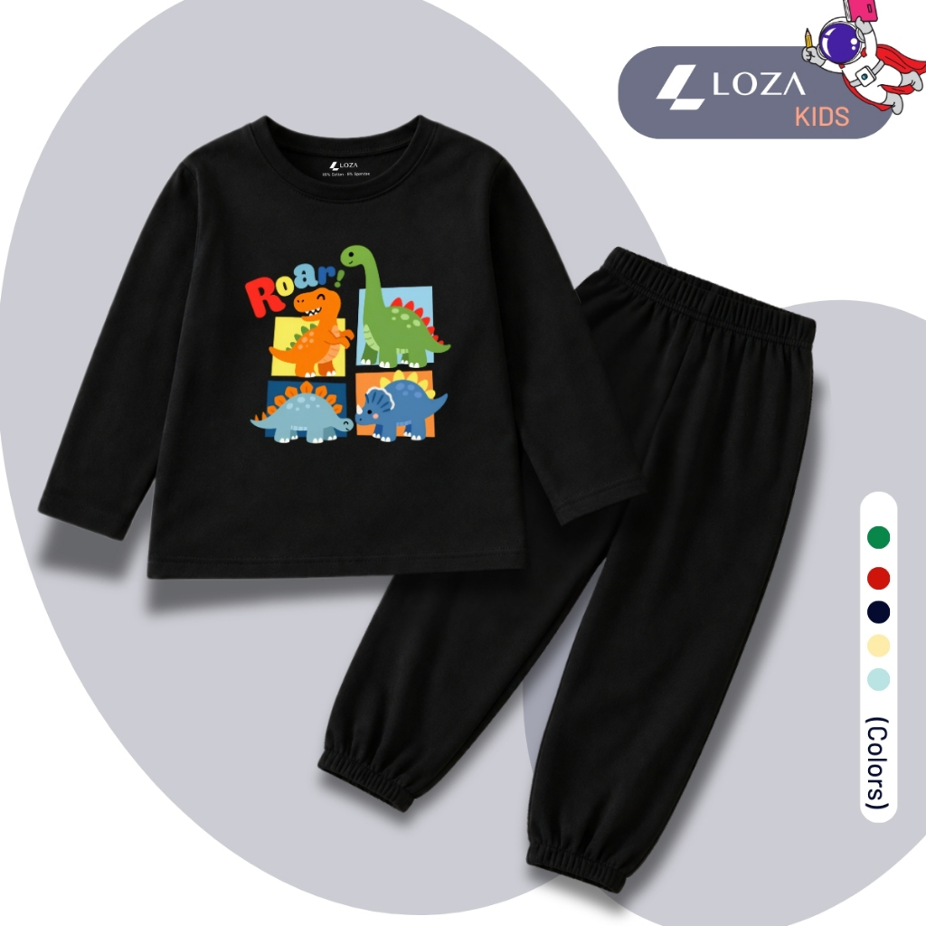 Set bộ Thu - Đông chất liệu cotton cho bé hình khủng long sắc màu - Loza BW746_thumbnail_4
