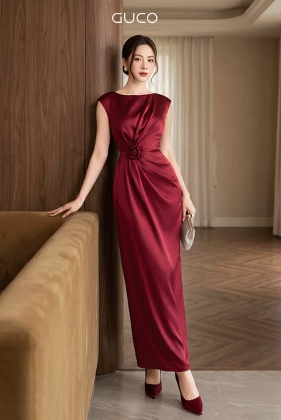 GUCO Đầm Dạ Hội Đính Hoa Sang Trọng - Đỏ D10043