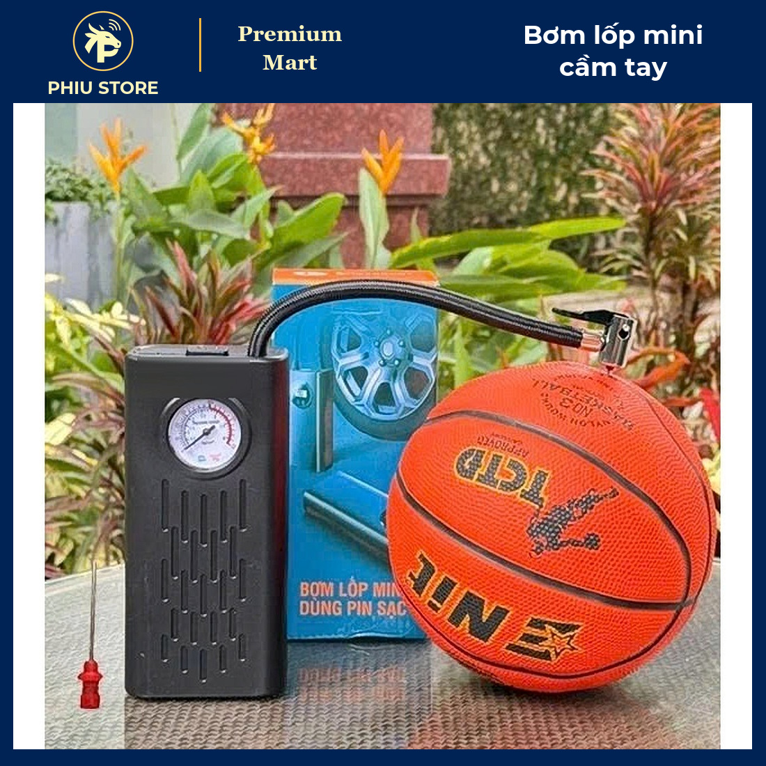 Máy Bơm Lốp Mini Cầm Tay Dùng Pin Sạc Có Đồng Hồ Kim - Bơm Hơi Ô Tô, Xe Máy, Xe Đạp, Xe Điện, Bóng - PHIU STORE_thumbnail_1