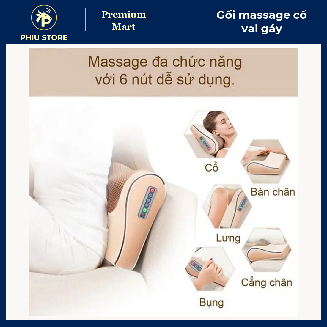 Gối Massage Cổ Vai Gáy 16 Bi Hồng Ngoại Làm Ấm, Đảo Chiều, 3 Mức Tốc Độ, Dùng Được Trên Ô Tô 12V - PHIU STORE_thumbnail_4