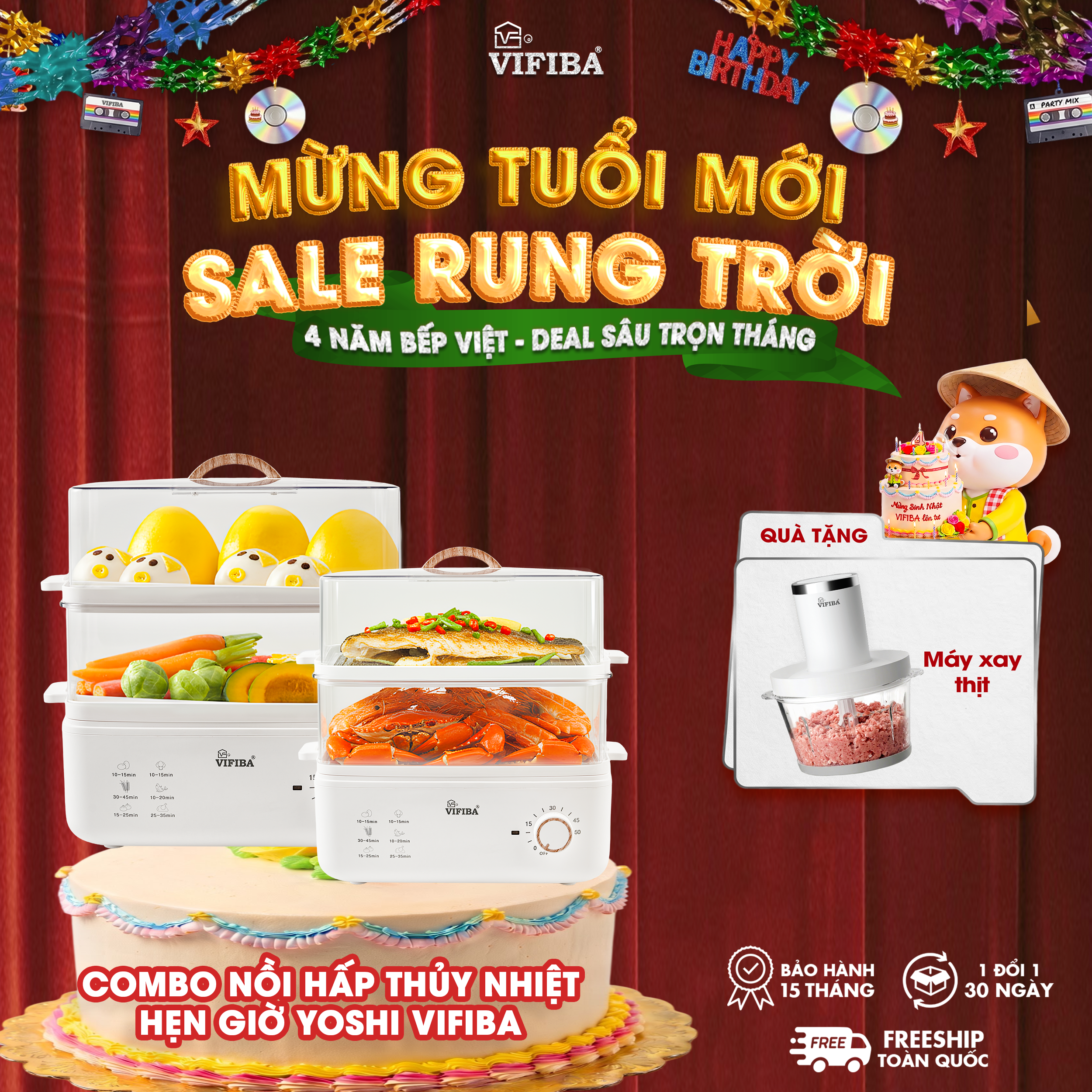 CB Nồi hấp Tặng Máy xay thịt