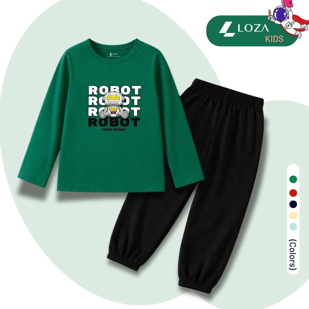 Set bộ Thu - Đông chất liệu cotton bé trai hình  ROBOT - Loza Kids BW741_thumbnail_3