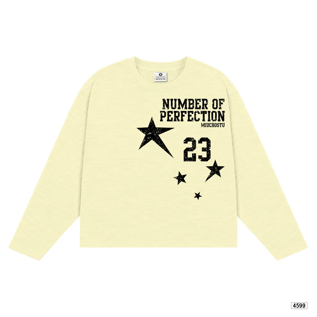 Áo thun nữ boxy tay dài chất cotton xước Miucho hình ngôi sao phong cách thể thao Mỹ 4599_thumbnail_0