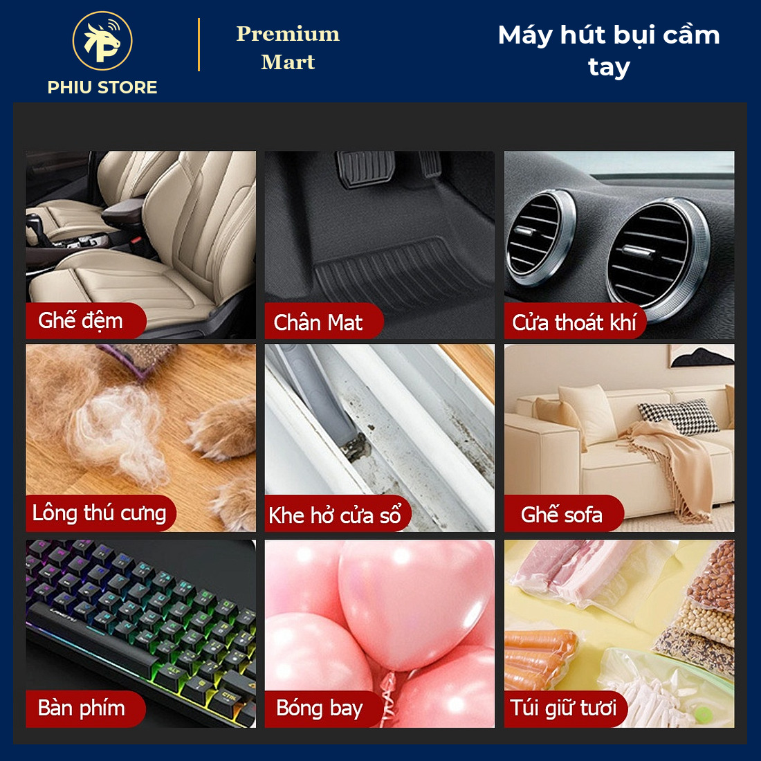 Máy Hút Bụi Cầm Tay Không Dây 2 Trong 1 Hút Thổi, Hút Bụi Ô Tô, Khe Kẹt, Bàn Phím, Lông Thú Cưng - PHIU STORE_thumbnail_3