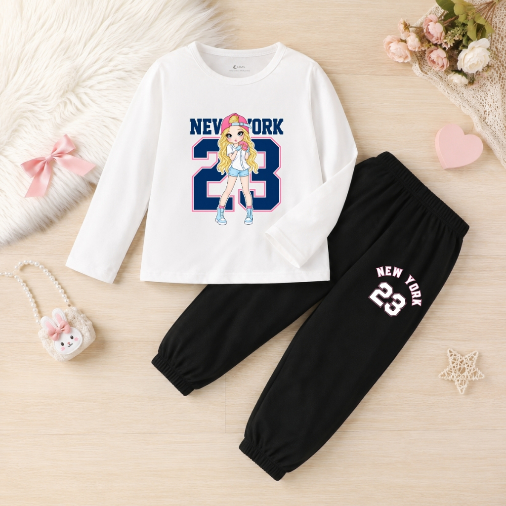 Set bộ Thu - Đông chất liệu cotton bé gái in hình cô gái tóc vàng  - Loza Kids BW748_thumbnail_0