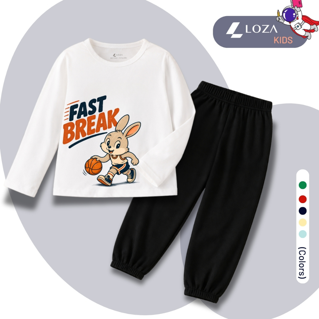 Set bộ Thu - Đông chất liệu cotton bé trai hình Thỏ đá bóng - Loza Kids BW745_thumbnail_0