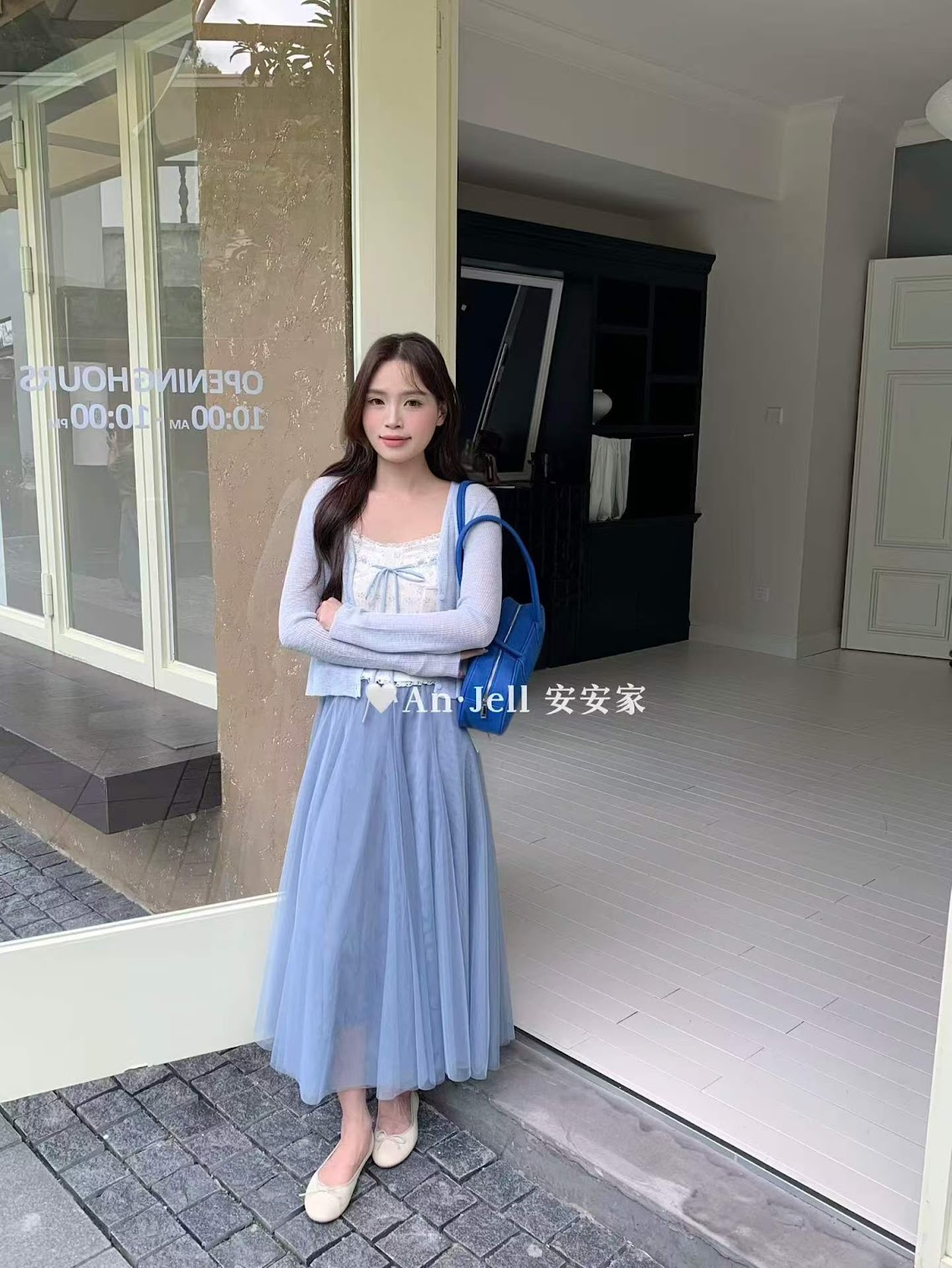 Lucas - Set áo thô hoa nhí cúp ngực viền ren buộc dây nơ + áo cardigan cài cúc_thumbnail_7
