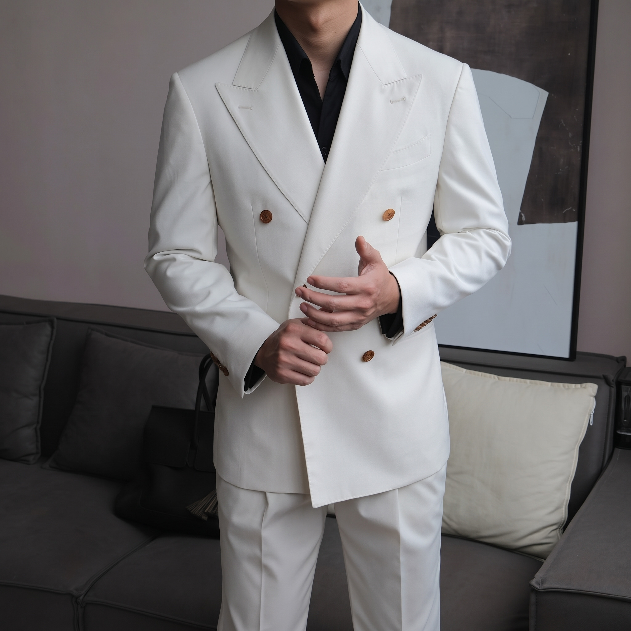 Savona Ivory Double-Breasted Suit