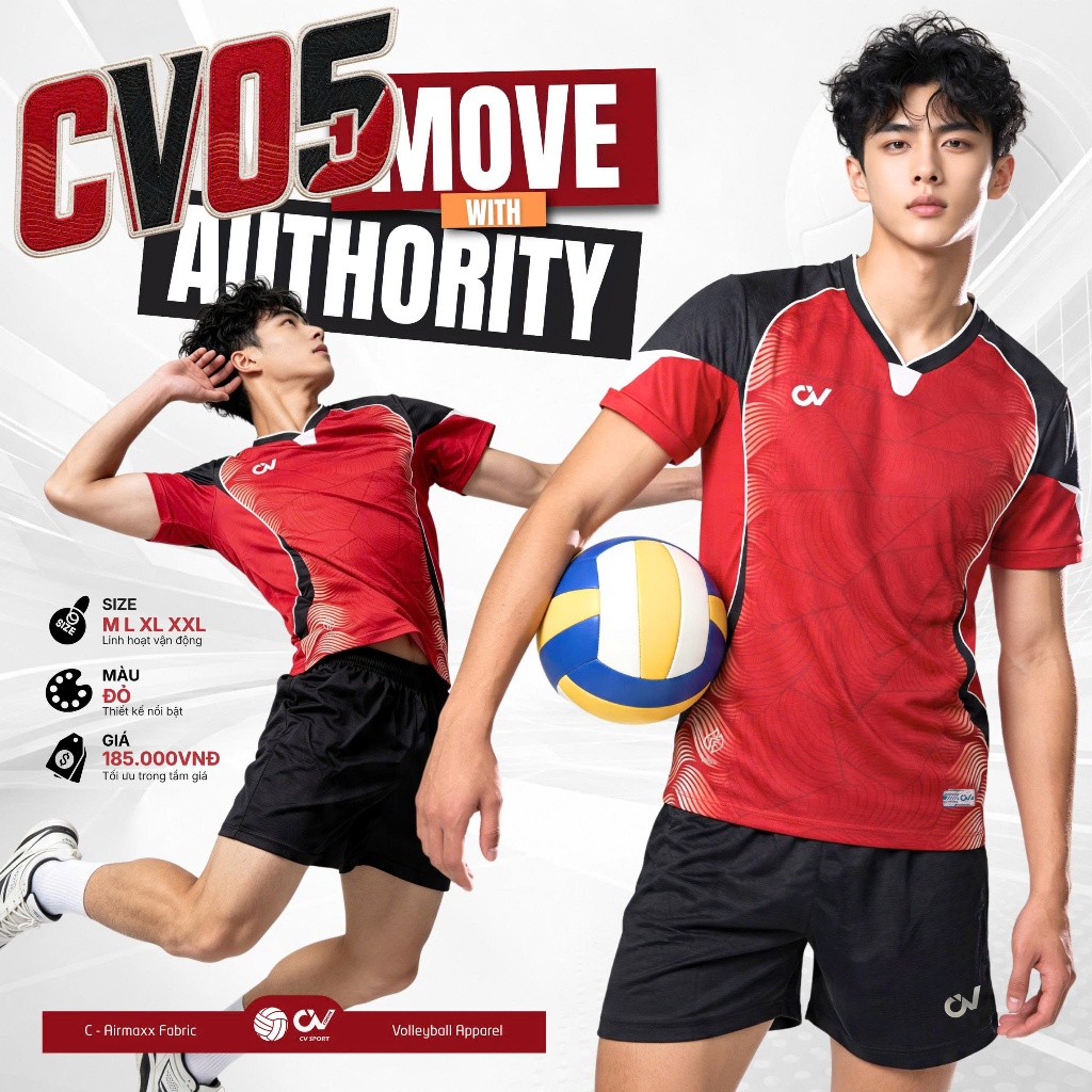 BST Quần Áo Bóng Chuyền CV CV05 Thun Mè C-Airrmax Thoáng Khí Thể Thao Đương Đại_thumbnail_1