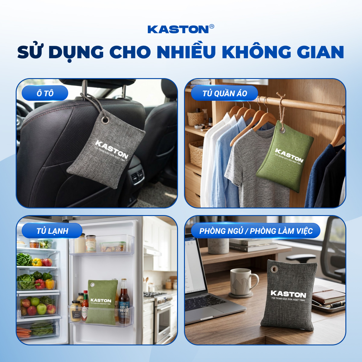 Túi Than Gáo Dừa Hoạt Tính Kaston - Khử Mùi Xe Ô Tô, Tủ Quần Áo, Tủ Giày, Tủ Lạnh, Hút Ẩm & Lọc Không Khí Tự Nhiên _thumbnail_4
