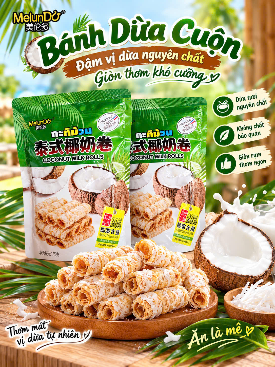 SET 2 GÓI BÁNH DỪA CUỘN