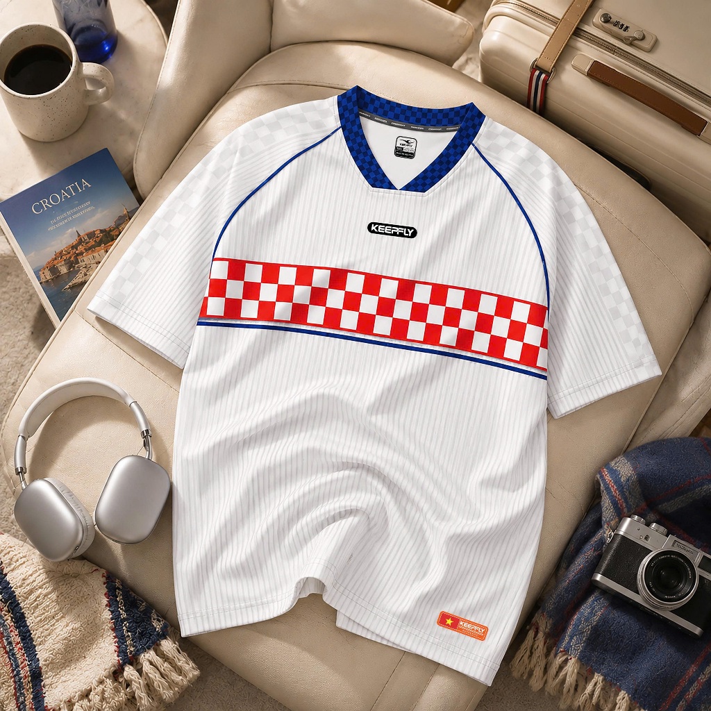 Áo Bóng Đá Keepfly Vintage Jersey Đội Tuyển Vải Mè Sọc Thoáng Khí Thể Thao Đương Đại_thumbnail_5