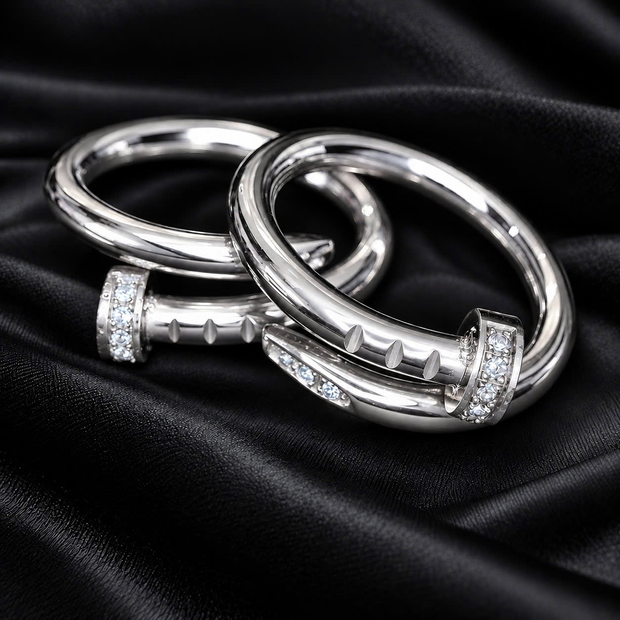 Nhẫn kiểu titan đinh xoắn Cartier bạc size 8_thumbnail_3