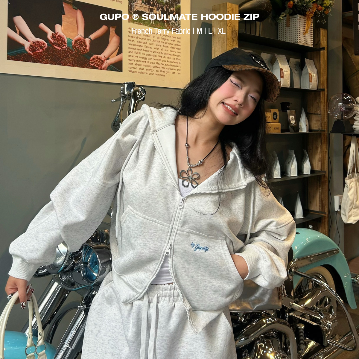 Áo Hoodie Zip Soulmate GUPO Áo Khoác Nỉ Ép Hàn 380GSM Thêu Nổi Form Boxy Unisex Local Brand - AKN-01