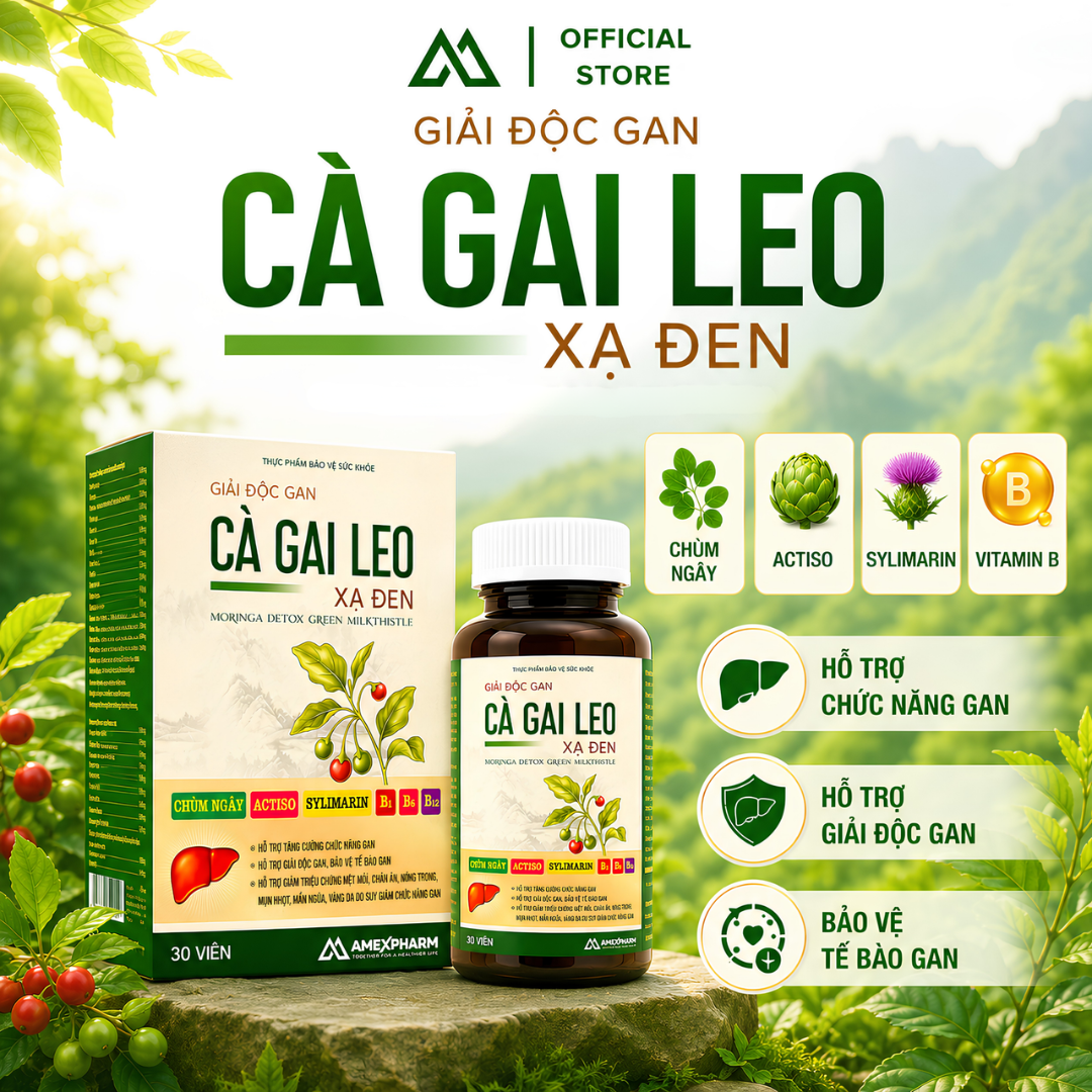 Giải độc gan cà gai leo xạ đen Morringa Detox Green Milk Thistle (Hộp 30 viên)