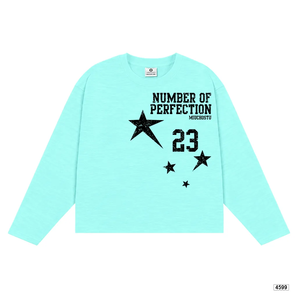 Áo thun nữ boxy tay dài chất cotton xước Miucho hình ngôi sao phong cách thể thao Mỹ 4599_thumbnail_10