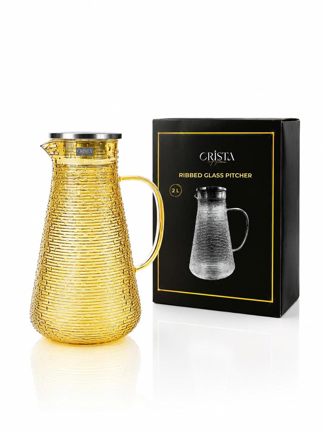 Bình thủy tinh họa tiết vân ngang 2L CRISTA HOME