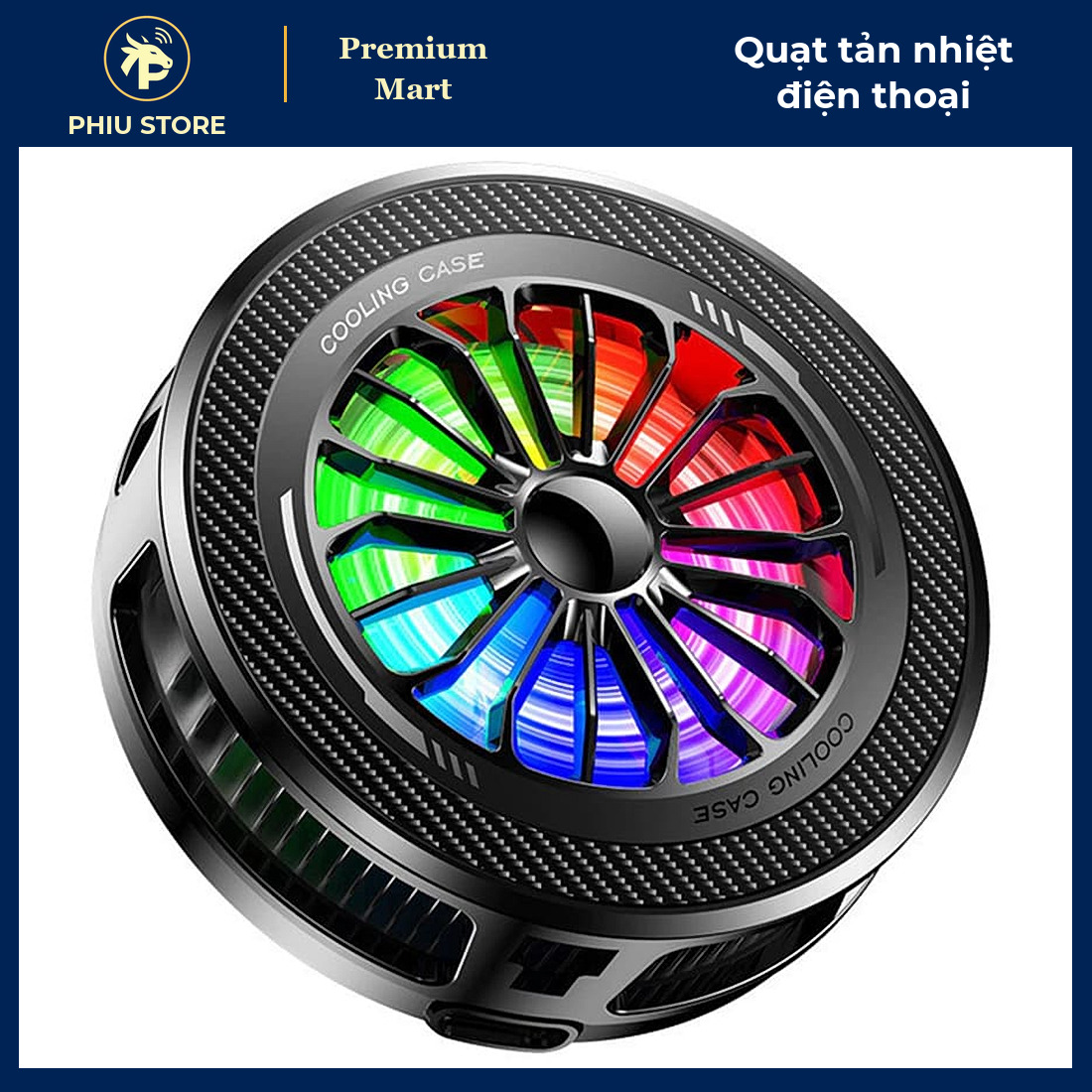Quạt Tản Nhiệt Điện Thoại Sò Lạnh Từ Tính, Có Ngàm Kẹp, Đèn LED RGB - Làm Mát Khi Chơi Game - PHIU STORE_thumbnail_2