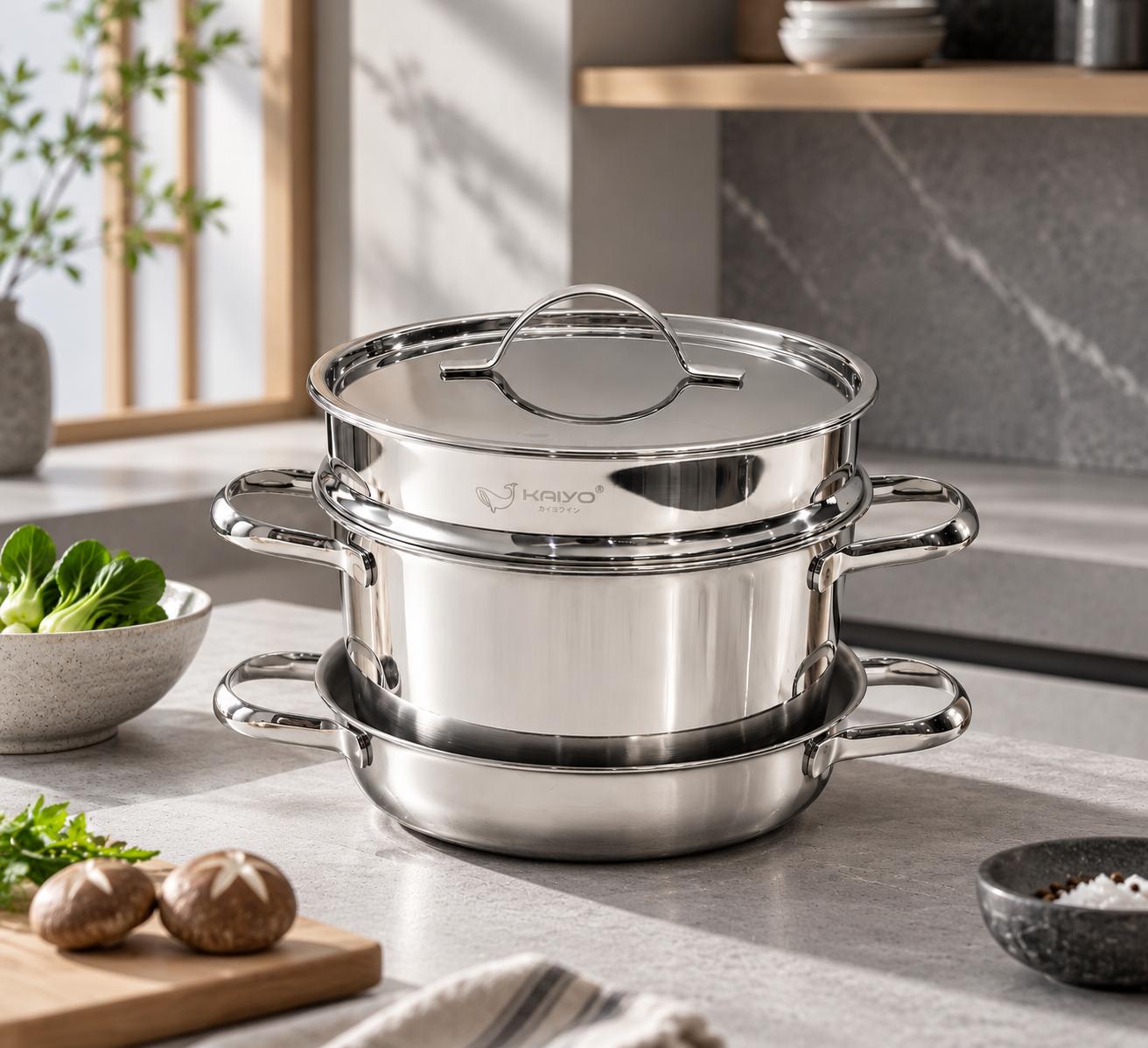 BỘ NỒI, CHẢO, XỬNG INOX 304 STACKABLE KAIYO SIZE 20CM_thumbnail_3