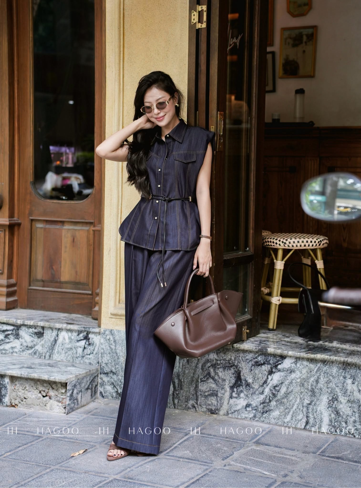 HAGOO straight-leg trousers with 2 pleats
