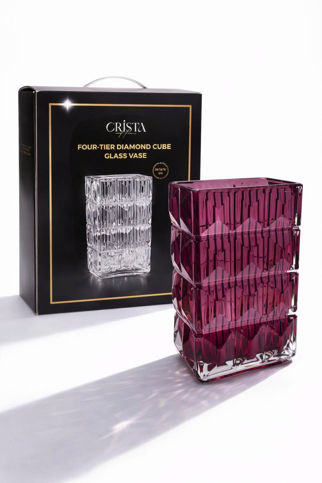 Bình cắm hoa thủy tinh vân kim cương 4 tầng CRISTA HOME 60241