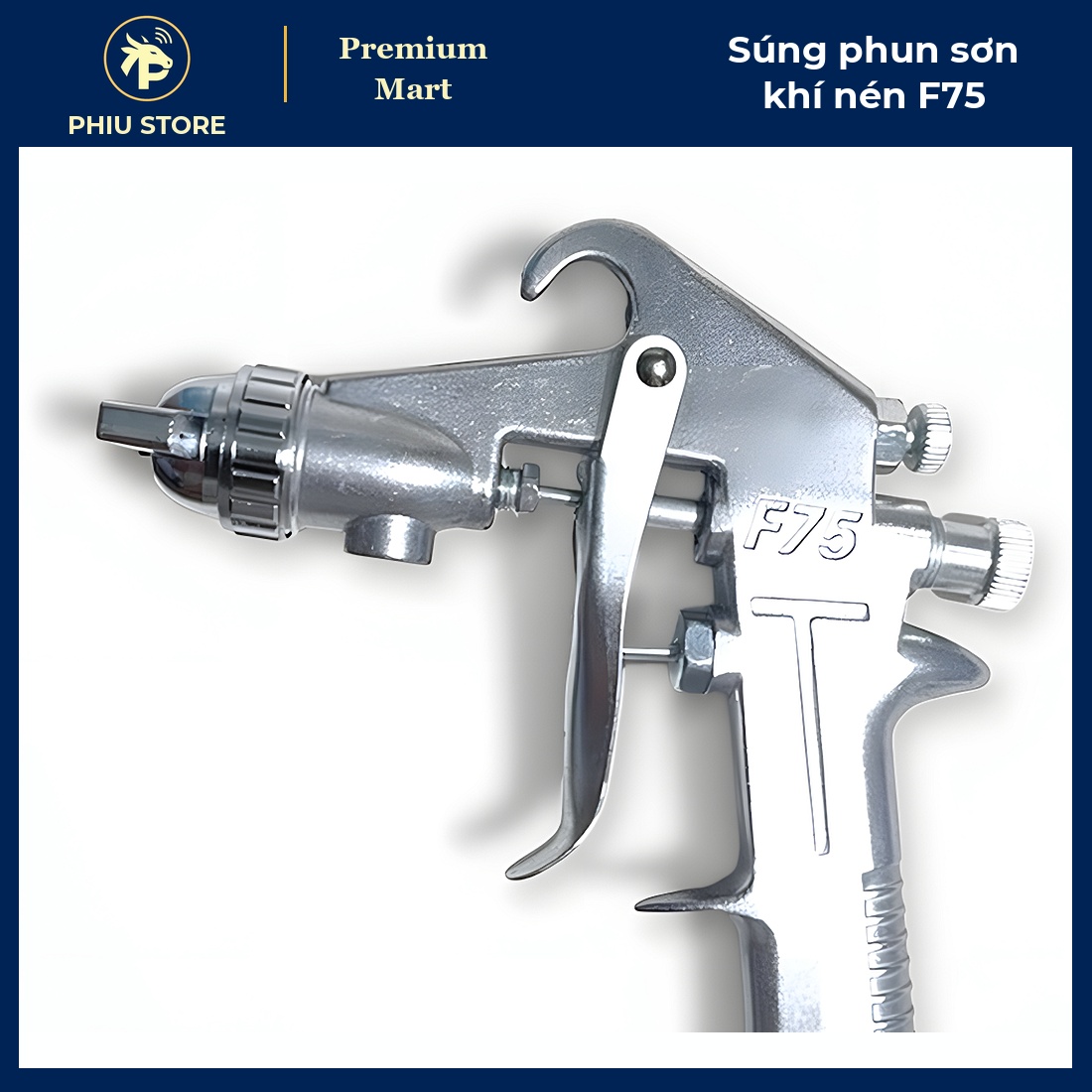 Súng Phun Sơn Khí Nén F75 Cốc Trên 400cc, Lỗ Phun 1,5 mm - Phun Sơn Đều, Bóng Mịn, Dùng Với Máy Nén Khí - PHIU STORE_thumbnail_4