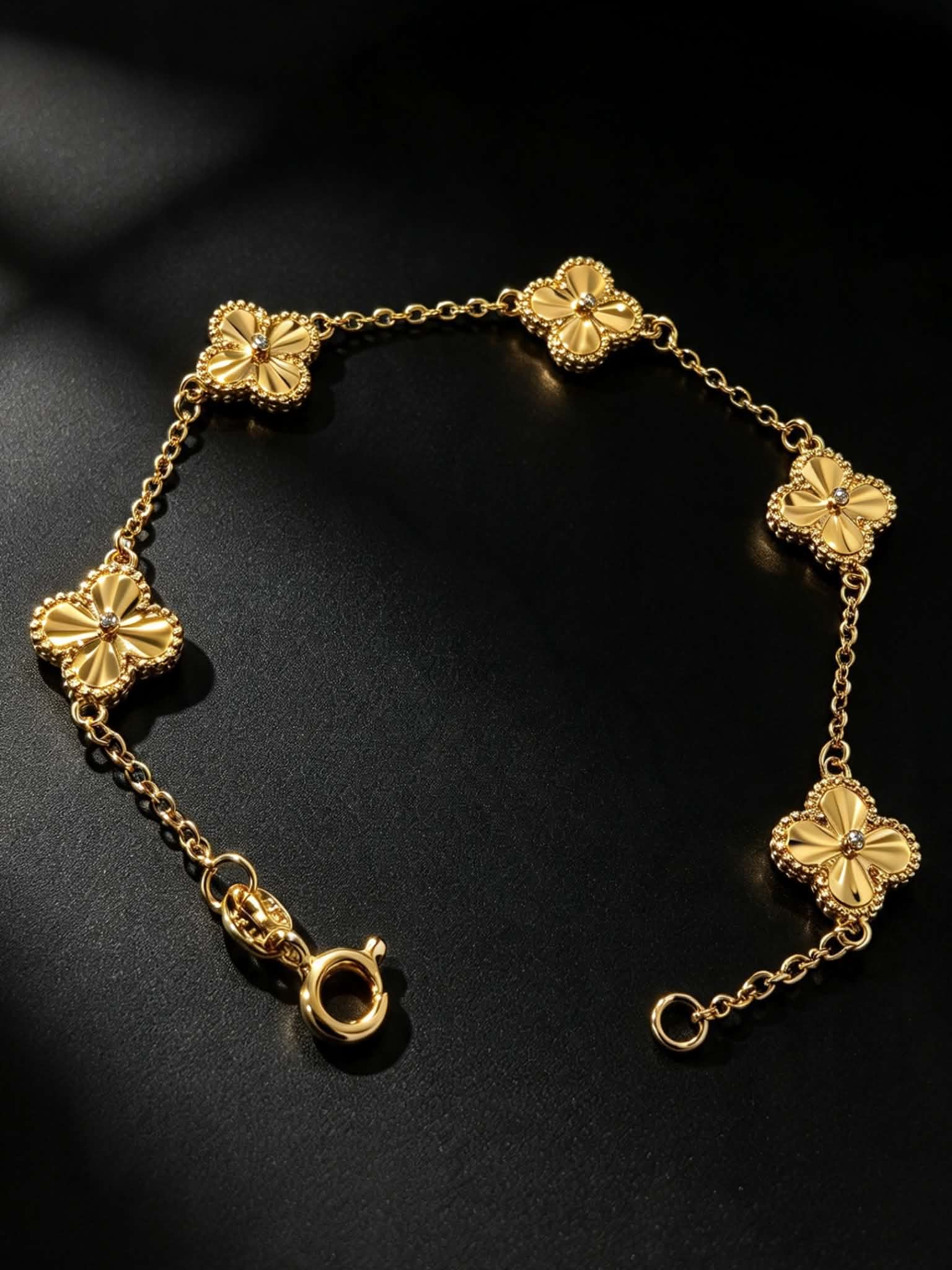 GOLD COATED VCA CHARM BRACELET SILVER