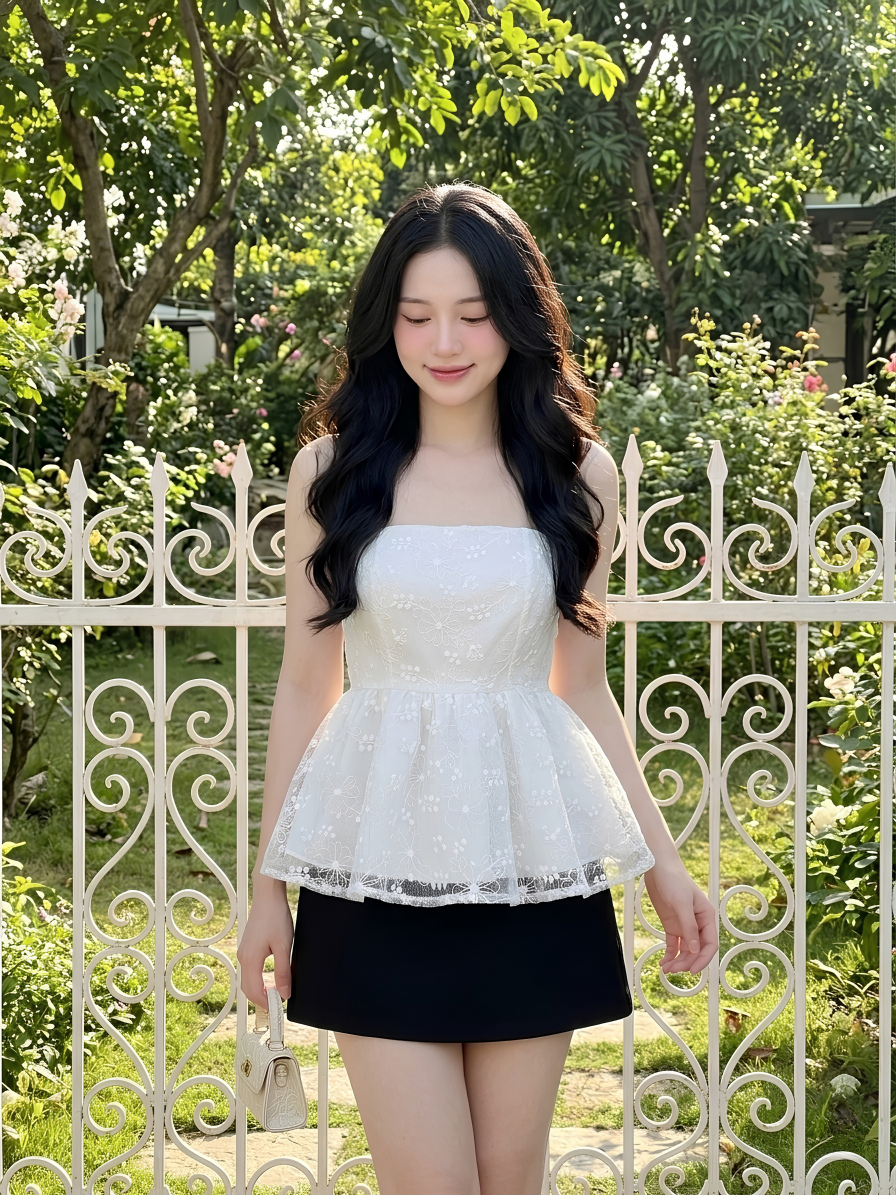 M43 - Set Áo Ren Peplum và Chân Váy Cao Cấp_thumbnail_2