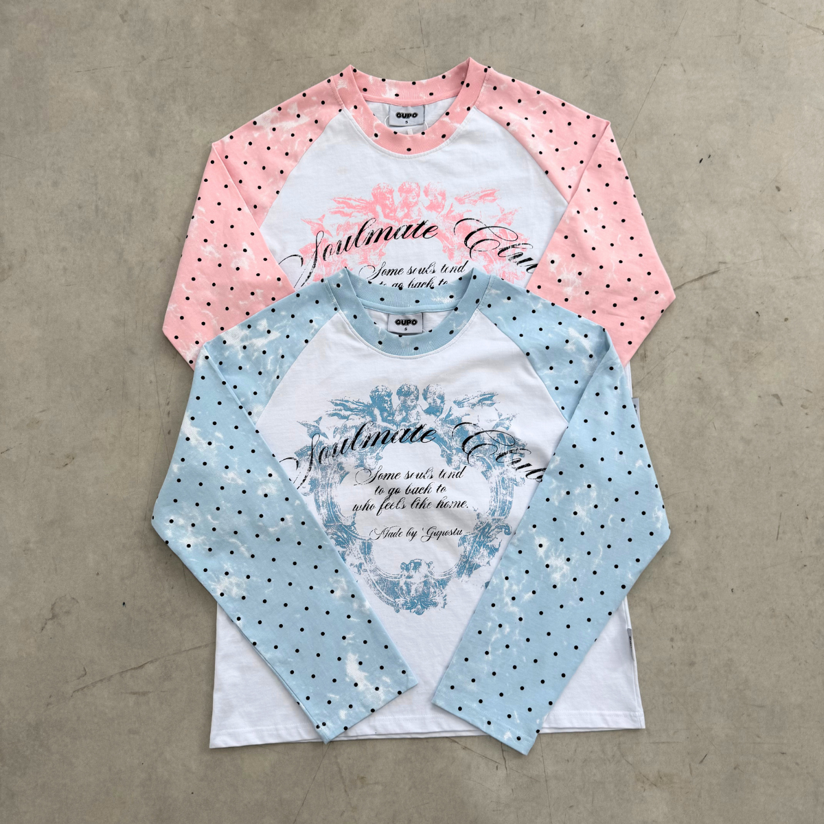 Áo Thun Tay Dài Raglan GUPO Sky Dot Chấm Bi Cotton Form Boxy Local Brand - ATD06_thumbnail_4