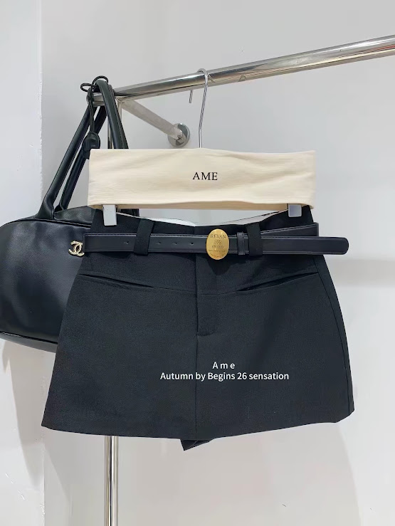 Lucas - Chân váy dạ mềm dáng A ngắn sẻ túi 2 bên + belt mặt tròn_thumbnail_10
