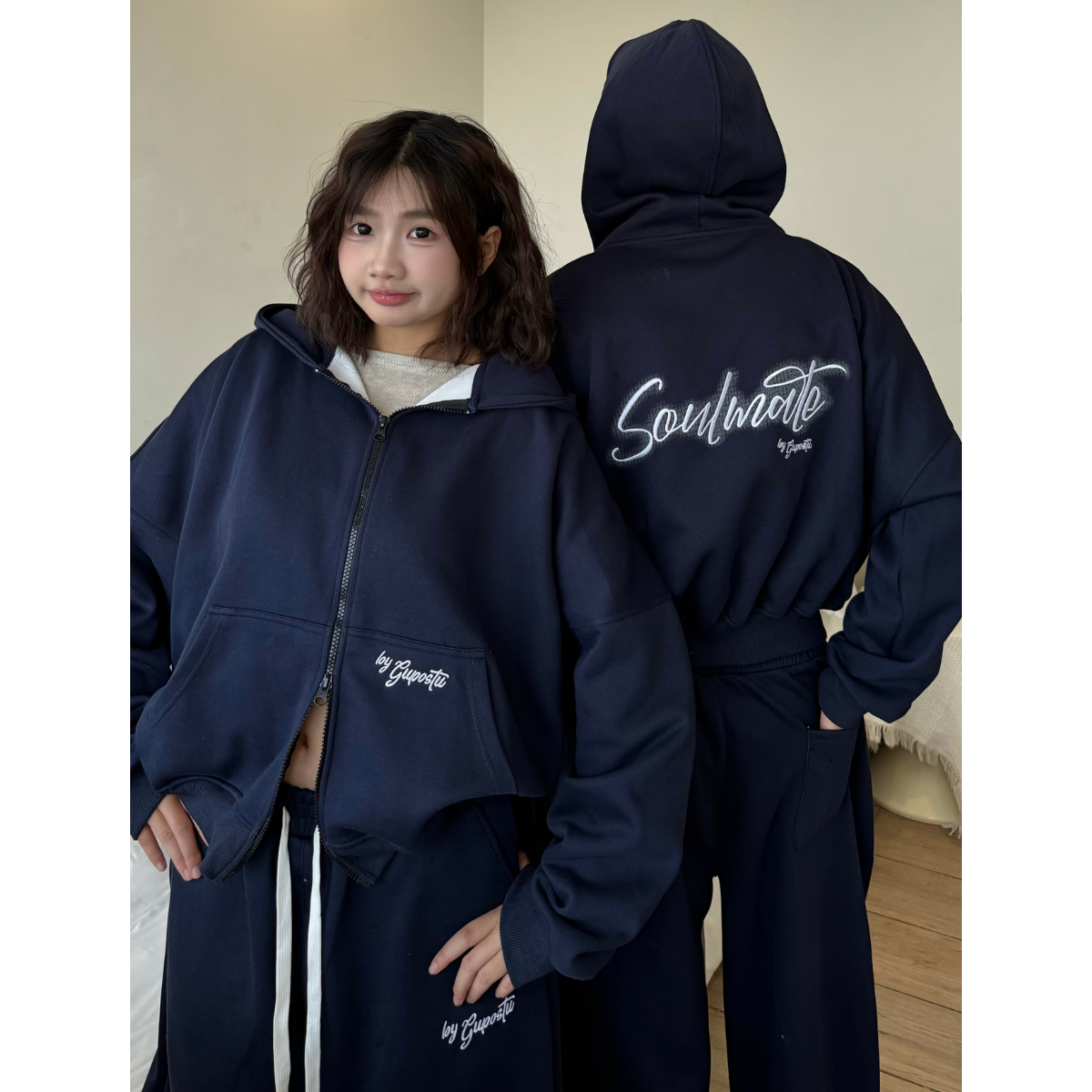 Áo Hoodie Zip Soulmate GUPO Áo Khoác Nỉ Ép Hàn 380GSM Thêu Nổi Form Boxy Unisex Local Brand - AKN-01