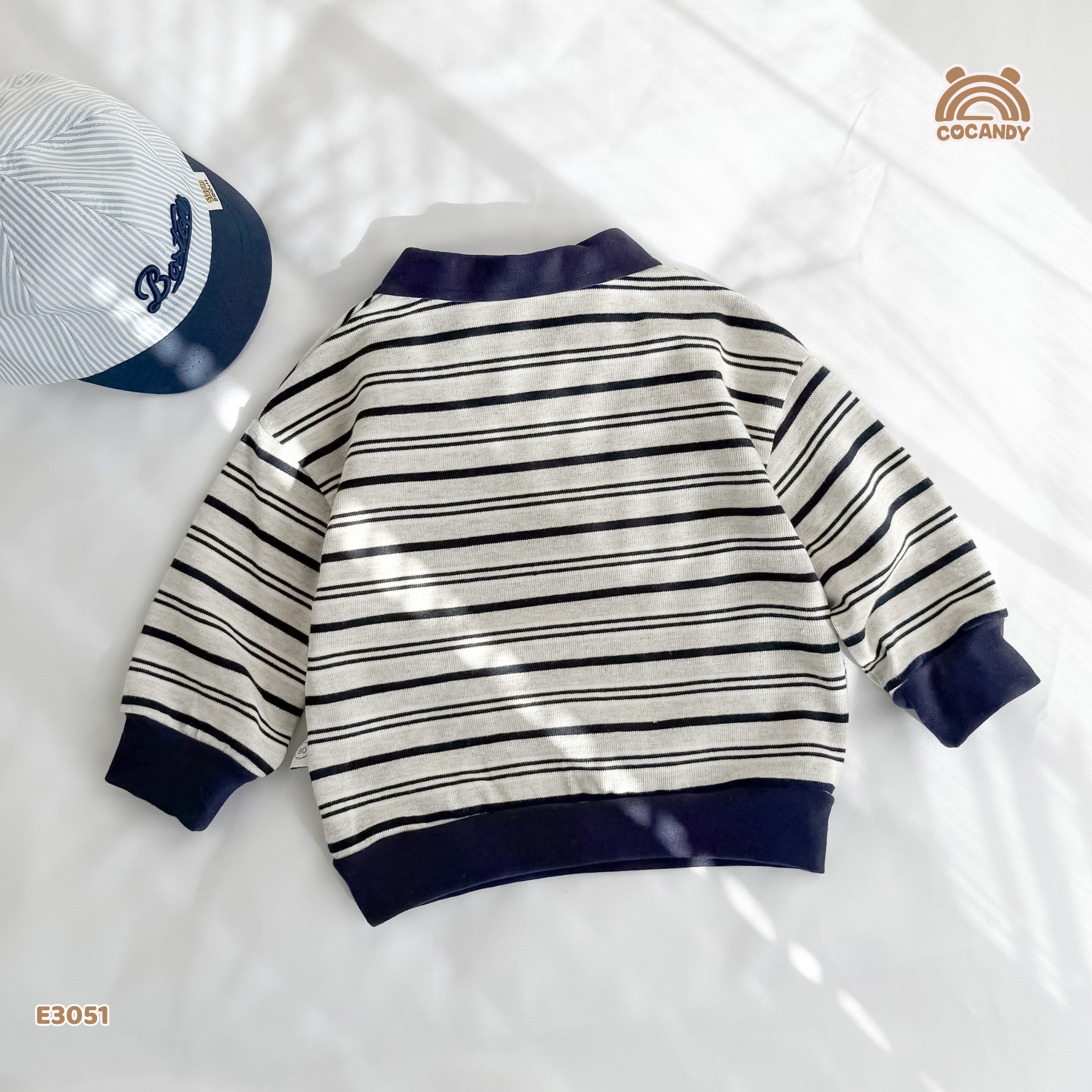 Áo dài kẻ XANH polo ốp hộp_thumbnail_3