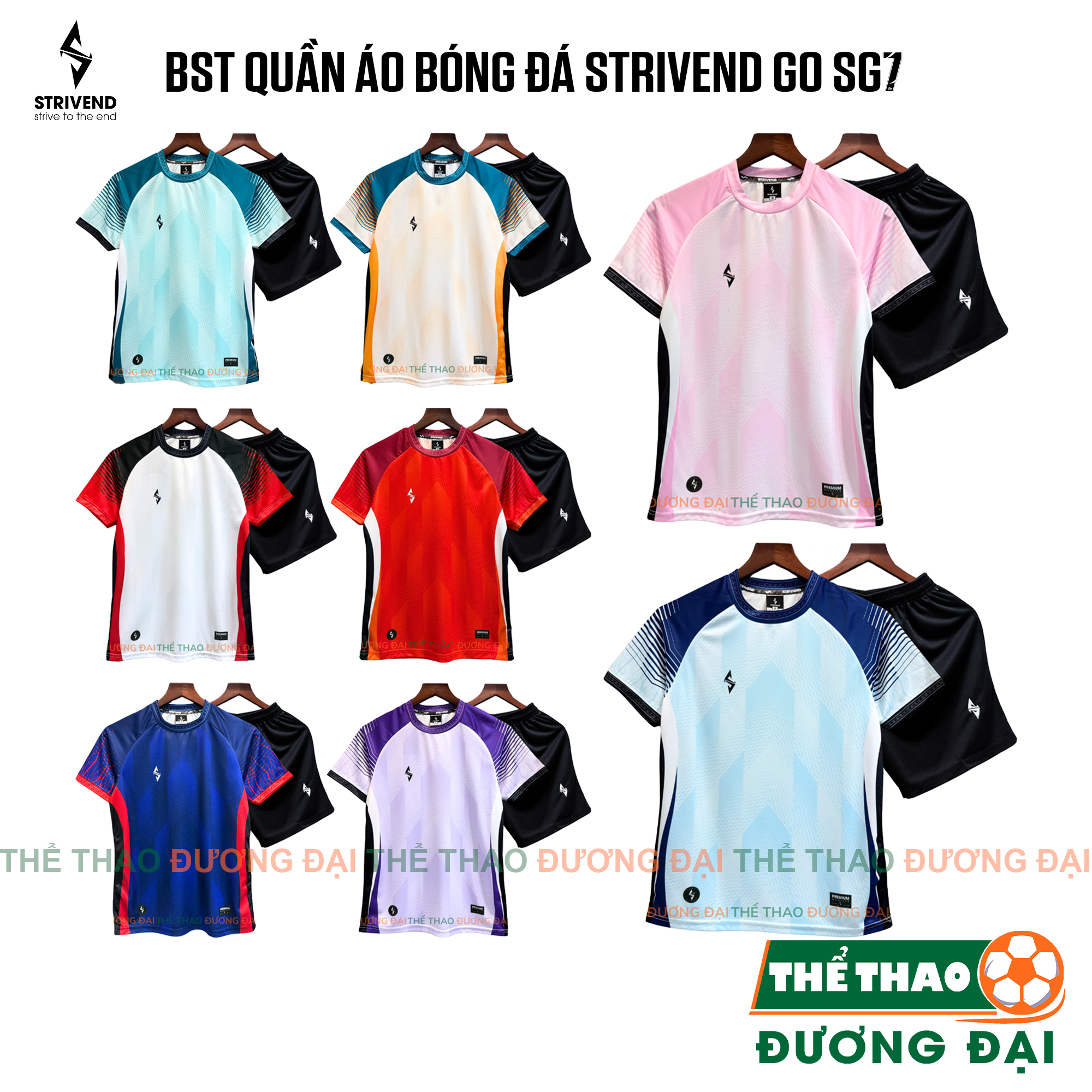 BST Quần Áo Bóng Đá Strivend GO SG07 Thun Mè Thoáng Khí Thể Thao Đương Đại