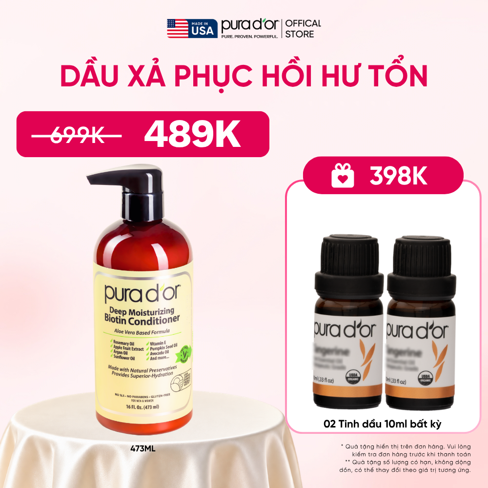 Dầu Xả Biotin Pura D'or Deep Moisturizing Giúp Dưỡng Ẩm Chuyên Sâu 473ml