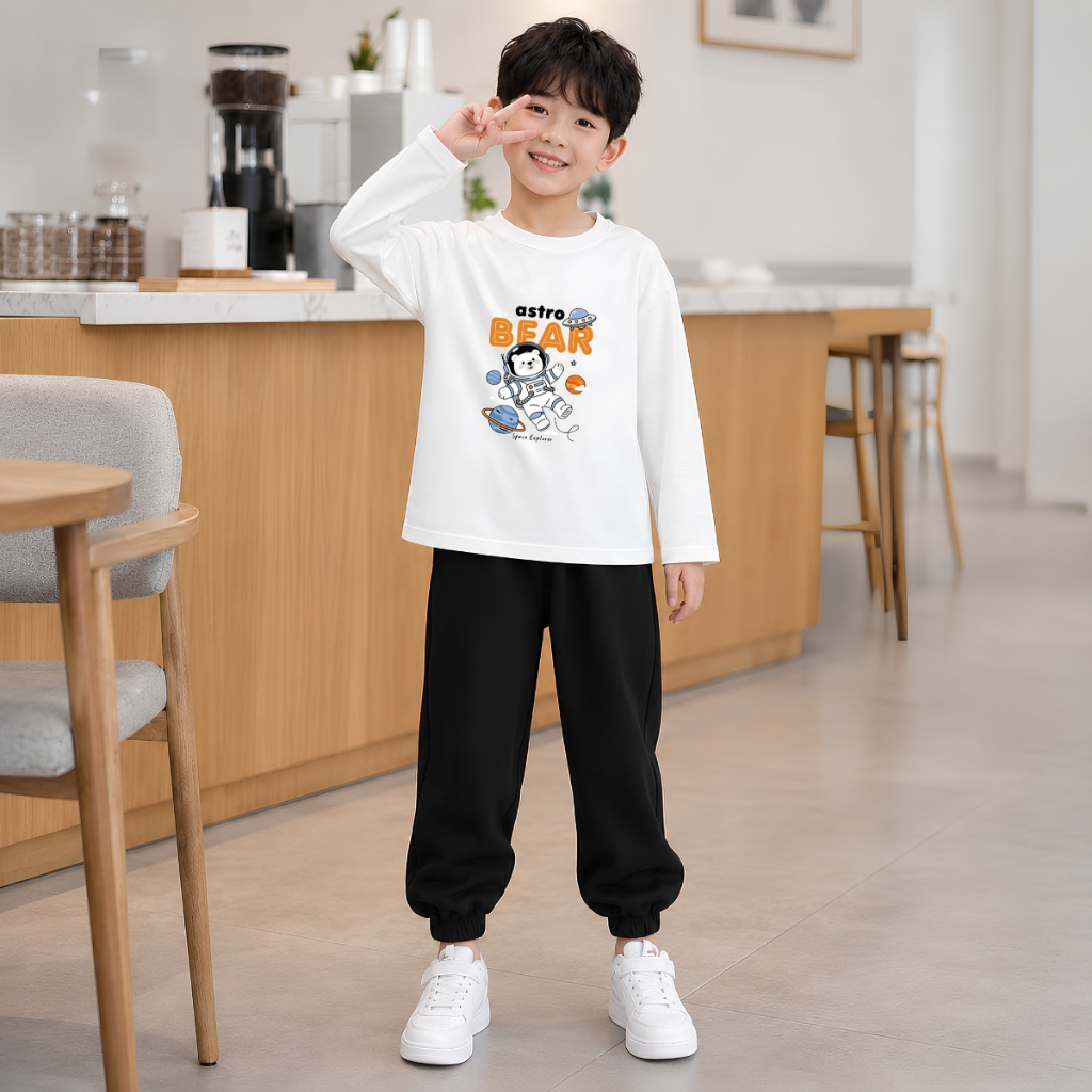 Set bộ - Thu Đông chất liệu cotton bé trai hình Gấu Bear Astro hành tinh - Loza BW729_thumbnail_0