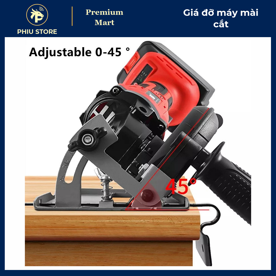 Giá Đỡ Máy Mài Góc Thành Máy Cắt Bàn Có Ống Hút Bụi, Chỉnh Sâu 0–40 Mm, Góc 0–45° - Cắt Gỗ, Gạch, Nhôm - PHIU STORE_thumbnail_2