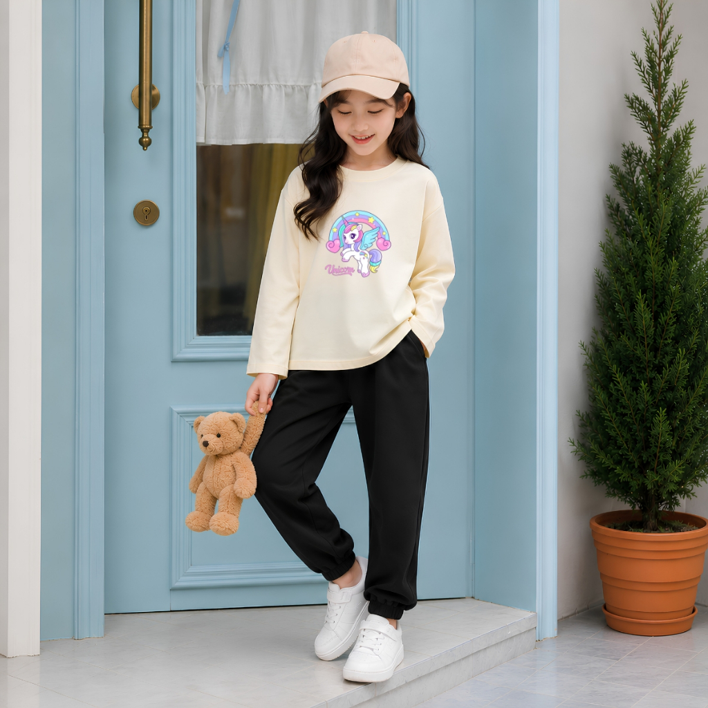 Set bộ Thu - Đông chất liệu cotton bé gái hình Ngụa Pony Unicorn đáng yêu - Loza Kids BW724_thumbnail_3