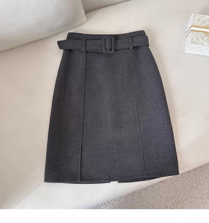 Lucas - Chân váy dạ xước dáng lửng dáng A nhẹ + belt vải cùng chất liệu_thumbnail_1