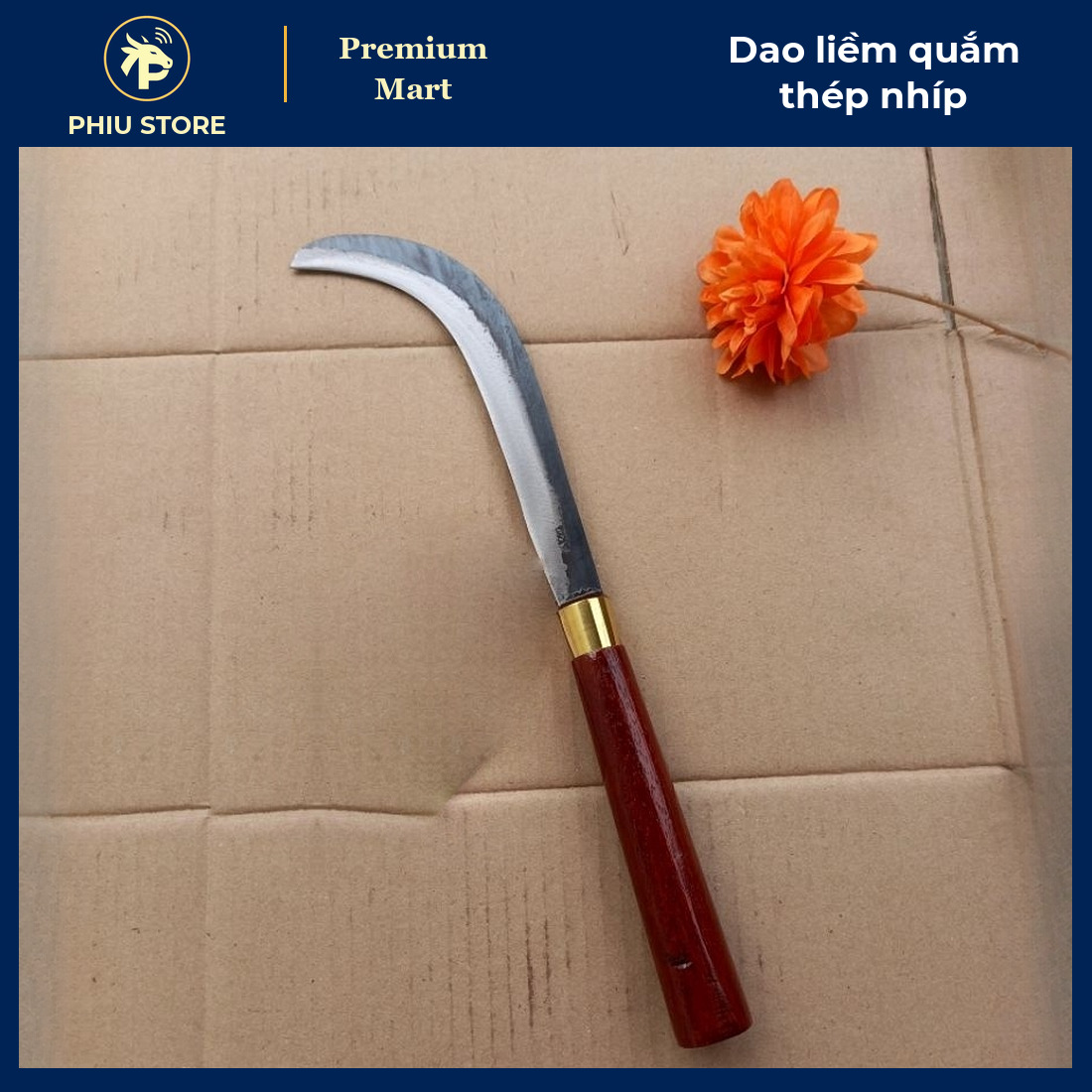 Dao Liềm Quắm Thép Nhíp 44 cm Cán Gỗ - Dao Phát Cỏ, Phát Cành, Cắt Buồng Dừa - PHIU STORE_thumbnail_2