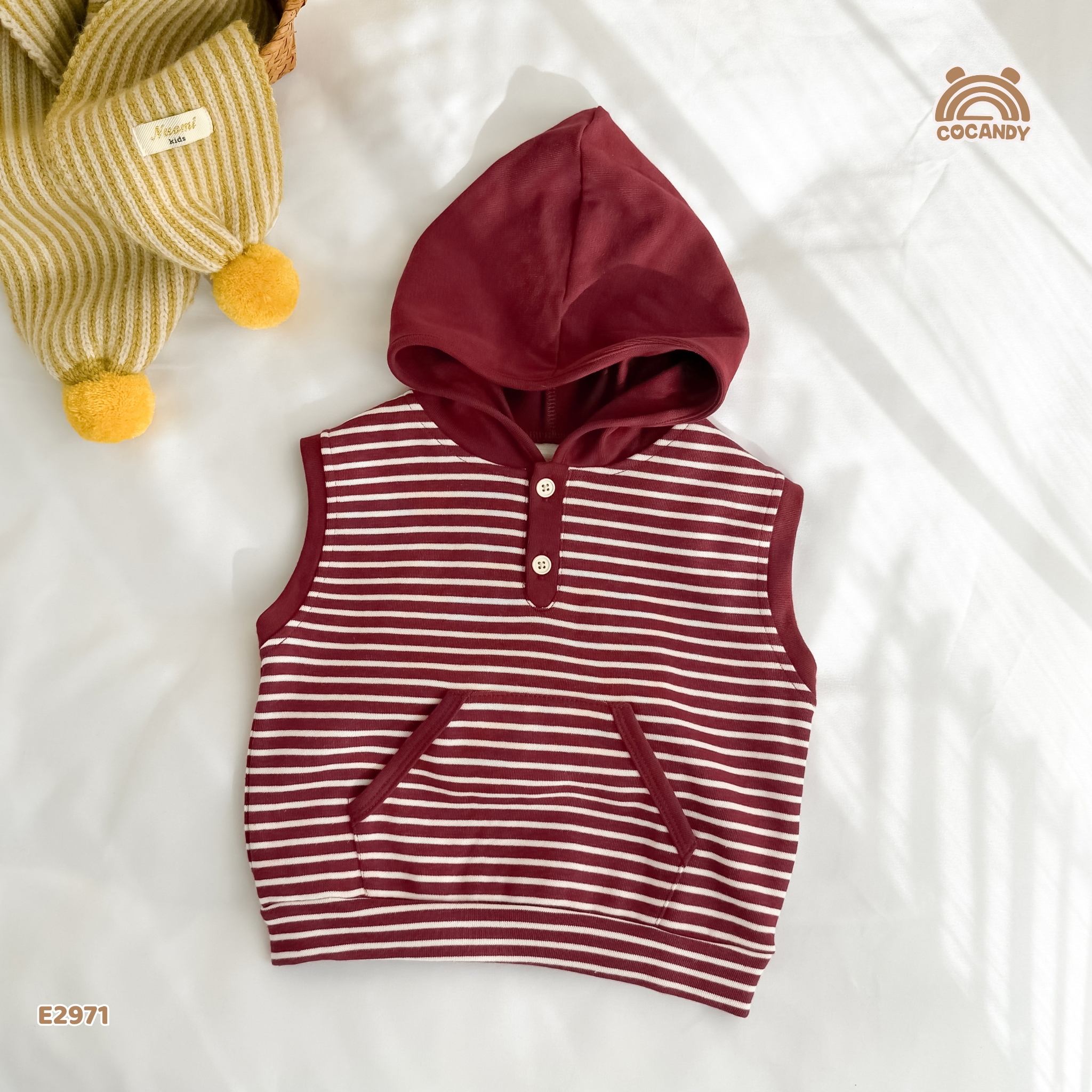 Áo gile kẻ ĐỎ TRẮNG hoodie_thumbnail_2