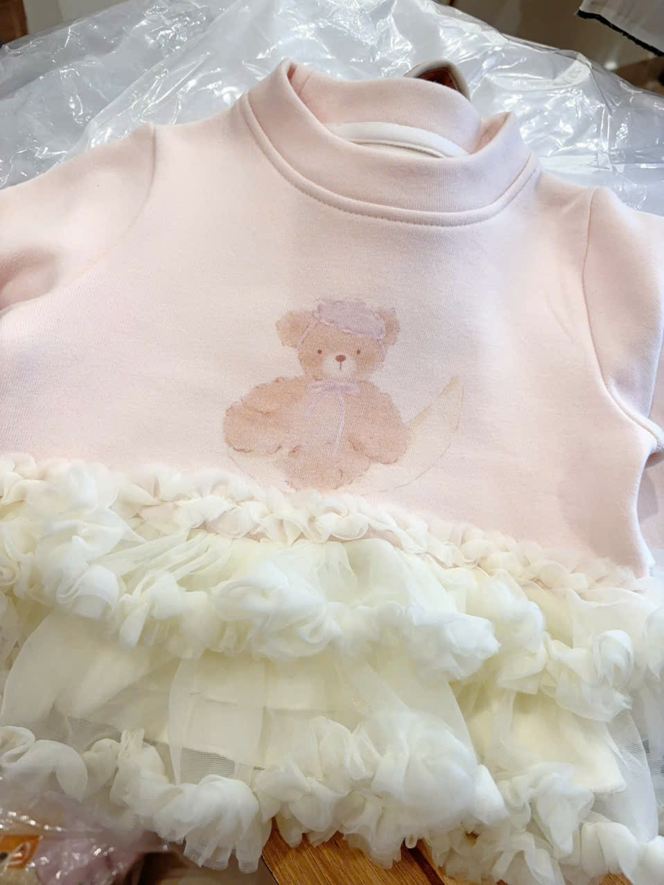 HL01-Áo dài tay hồng kèm bèo Hellobaby 68537