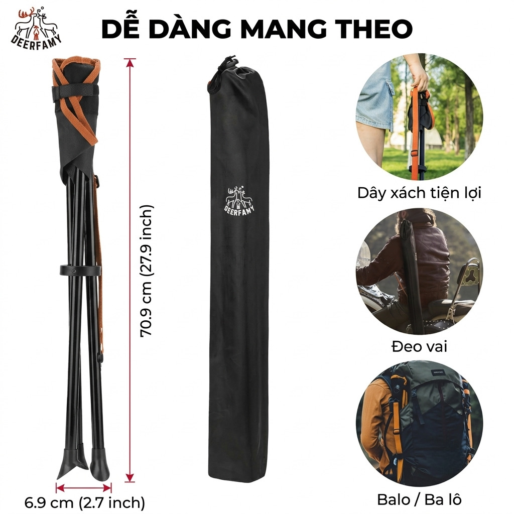 Ghế Xếp 3 Chân Dã Ngoại DEERFAMY (0.95kg - Chịu Tải 100kg)_thumbnail_6