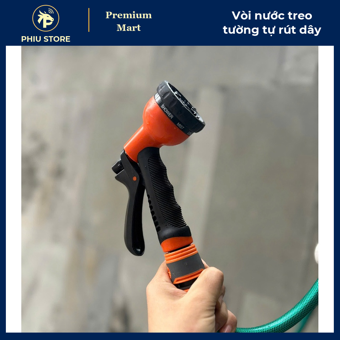 Bộ Vòi Nước Treo Tường Tự Động Rút Dây Ống To 16 mm, Bản 10 m Và 20 m - Tưới Cây, Rửa Xe, Xịt Sân - PHIU STORE_thumbnail_5