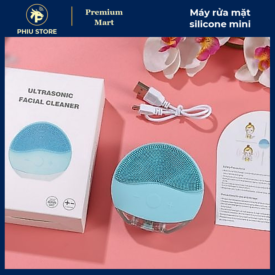 Máy Rửa Mặt Silicone Mini Cầm Tay Sạc Micro USB, Lông Mềm Nhiều Chế Độ Rung, Massage Làm Sạch Da Mặt - PHIU STORE_thumbnail_1