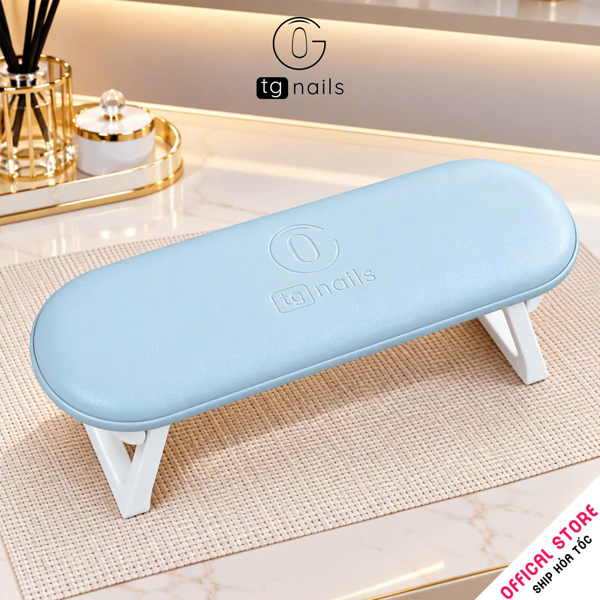 Kệ kê tay làm nail, model: H6, khung nhựa ABS, nhồi đệm bọc giả da PU, kích thước: (322*108*120)mm. Nhãn hiệu: TG Nails, mới 100%_thumbnail_7