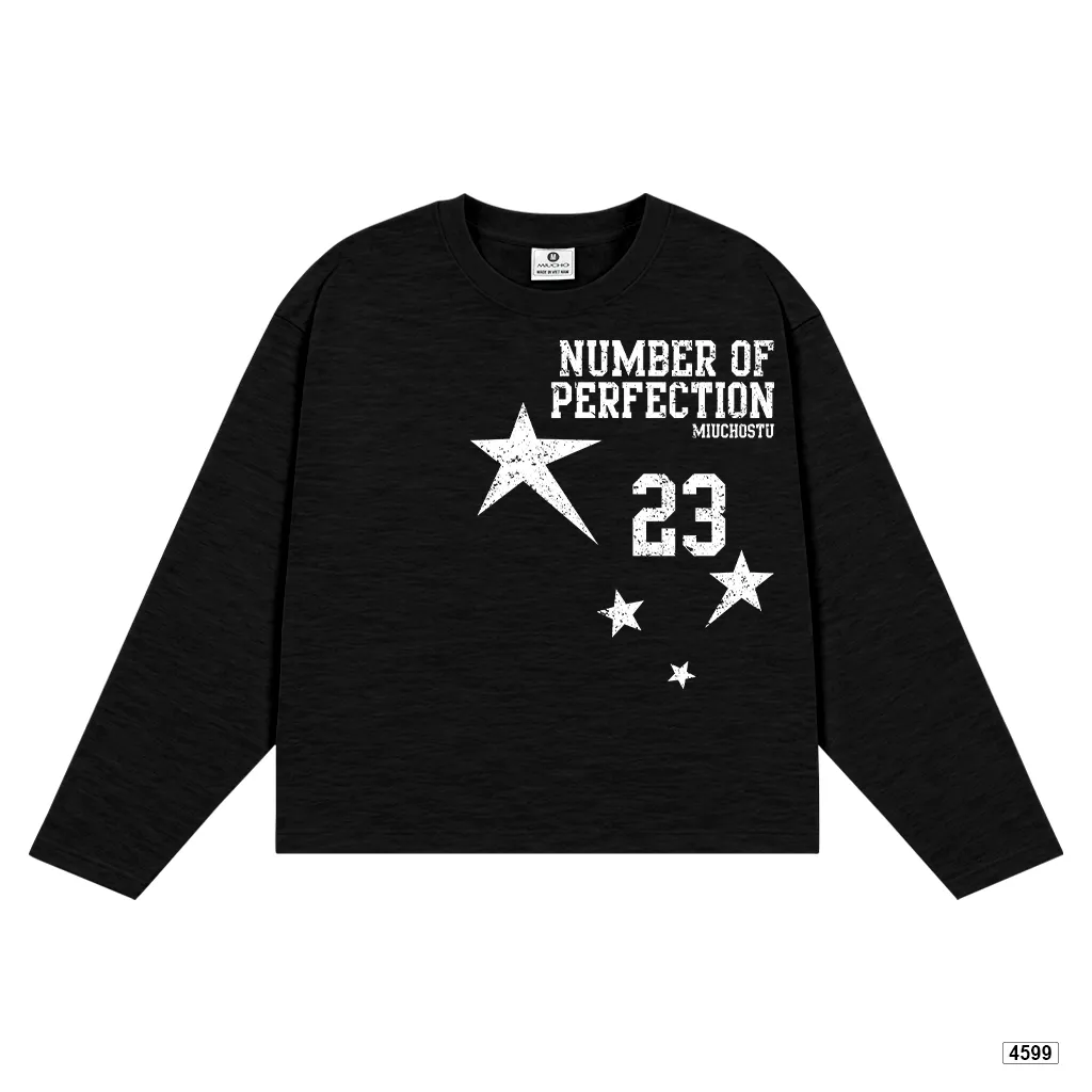 Áo thun nữ boxy tay dài chất cotton xước Miucho hình ngôi sao phong cách thể thao Mỹ 4599_thumbnail_8