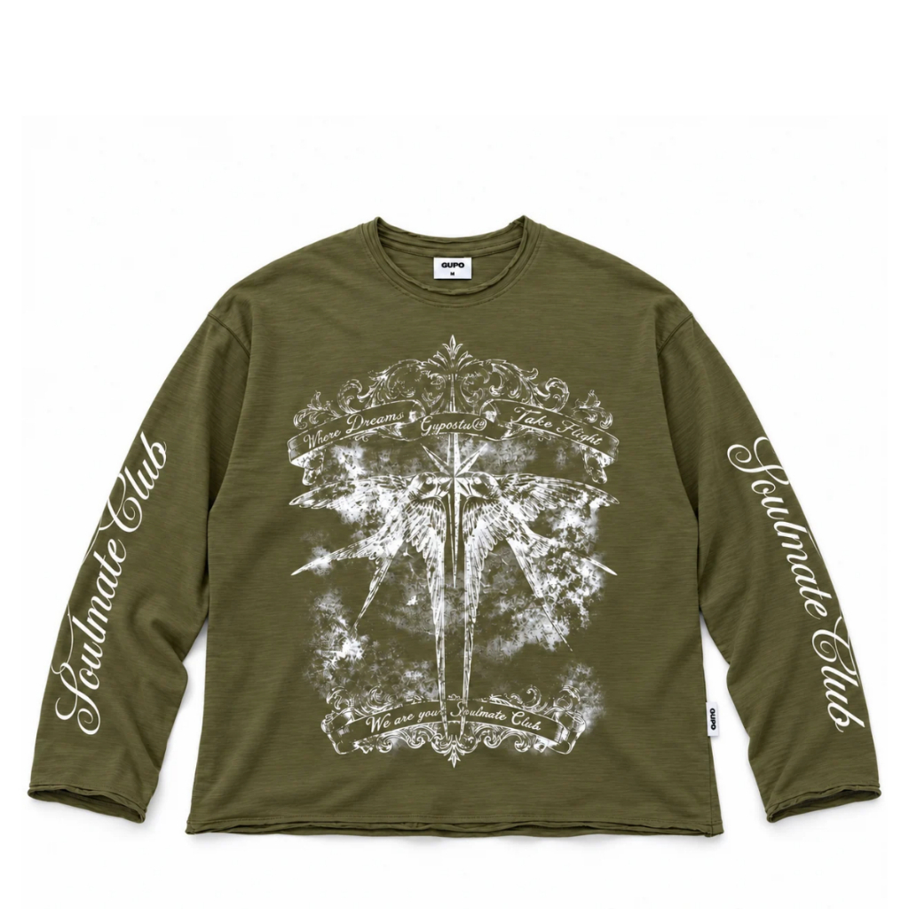 Áo Thun Xược Tay Dài GUPO Take Flight Cotton Slub Form Rộng Unisex Local Brand - ATX02_thumbnail_3