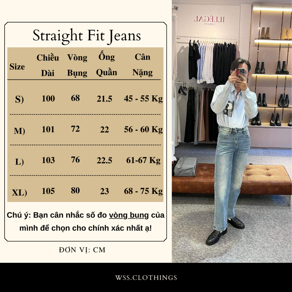 [Mẫu mới] Quần Jeans Nam ống đứng/suông WSS | Straight Fit Jeans_thumbnail_6